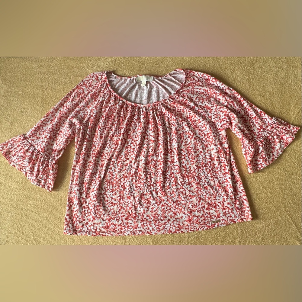 Michael Kors Red and White Patterned Blouse